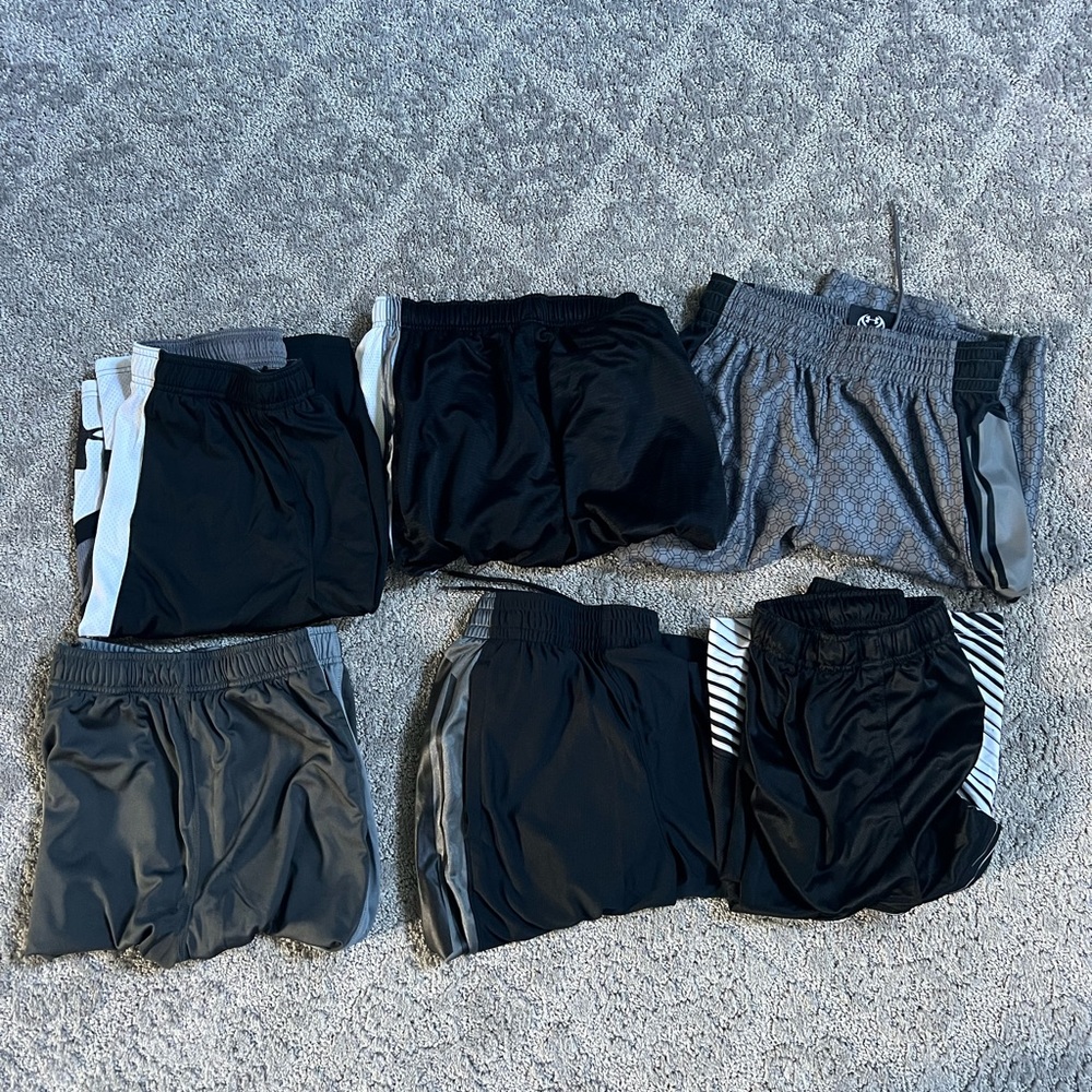 SIX Pairs of Youth XL NIKE and UNDER ARMOUR Shorts